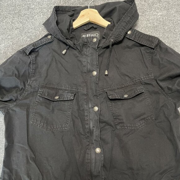 Buffalo David Bitton Black Hooded Military Utility Jacket L/G - Picture 6 of 8